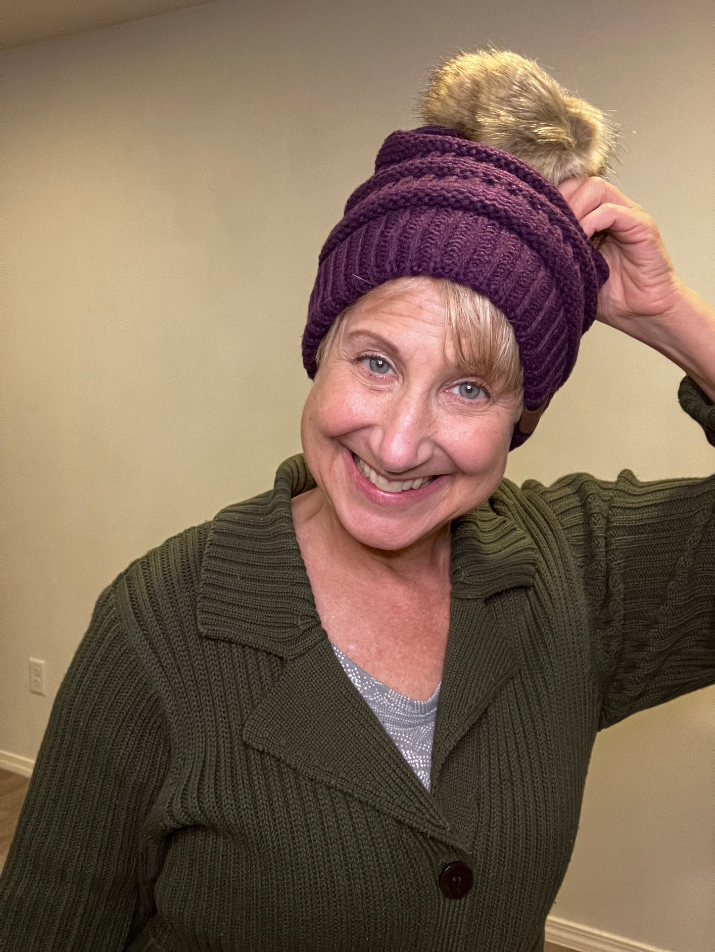 CC Ribbed Knit Beanie w/Pom Pom (color options)