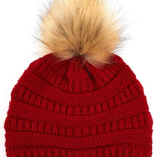 CC Ribbed Knit Beanie w/Pom Pom (color options)