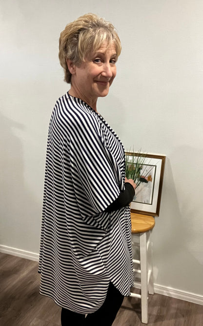 Striped Short Sleeve Kimono