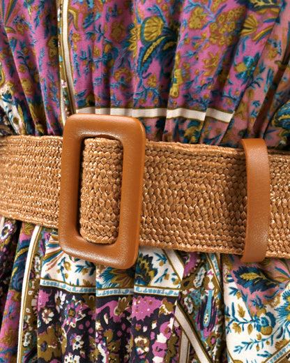 Rattan Stretch Belt in Tan