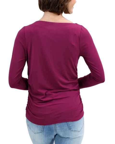 Pleated Boat Neck Top in Winterberry