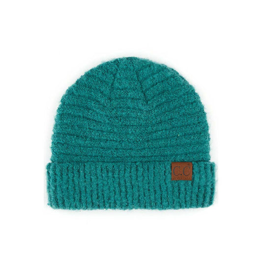 Boucle Yarn Beanie - Forest Green