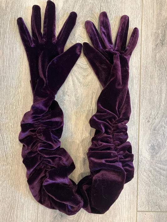 Velvet Ruched Evening Gloves - Multiple Color Options