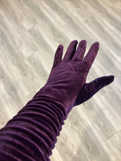 Velvet Ruched Evening Gloves - Multiple Color Options