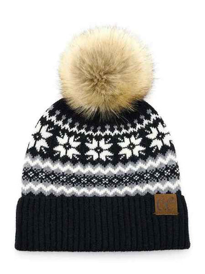 Nordic Fair Isle Pom Pom Beanie