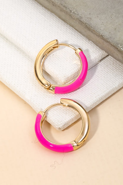 Small Hoop Earring - Hot Pink or Black
