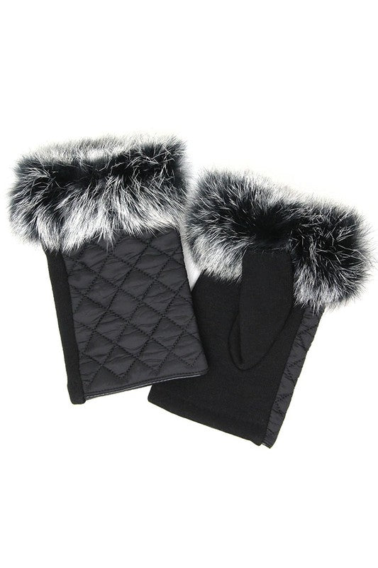 Fingerless Gloves with Faux Fur Cuff