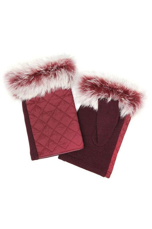 Fingerless Gloves with Faux Fur Cuff