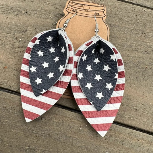 Sold out - Stars and Stripes Leather Earrings