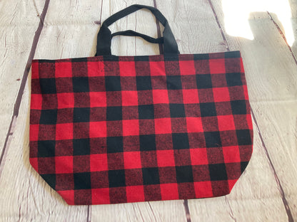 Flannel - Red & Black Plaid Tote Bag & Scarf Set (Only One Set Available)