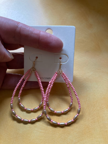 Drop Earrings - Teardrop design with Seed Beads (3 color options)