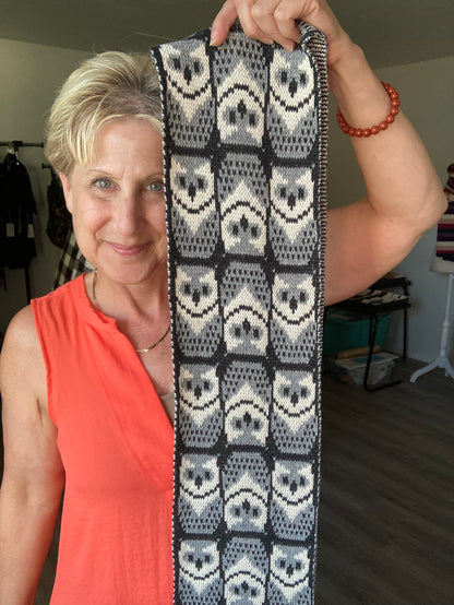 Women's Recycled Sweater - Knit Fashion Scarf - Owl Pattern (Only One)