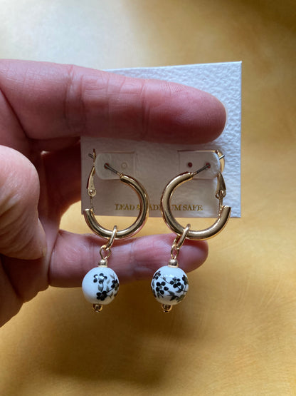 Black and White Drop Style Earrings