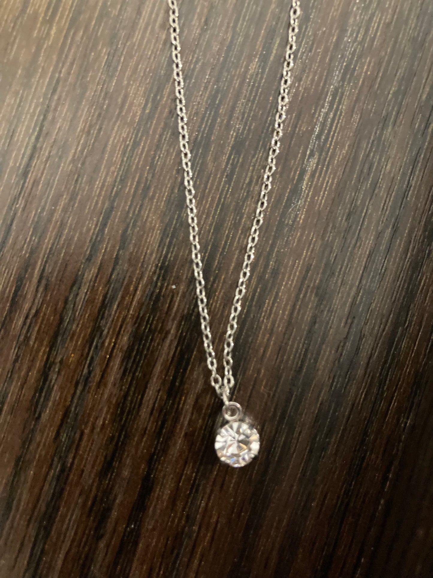 Simple Solitaire Silver Necklace